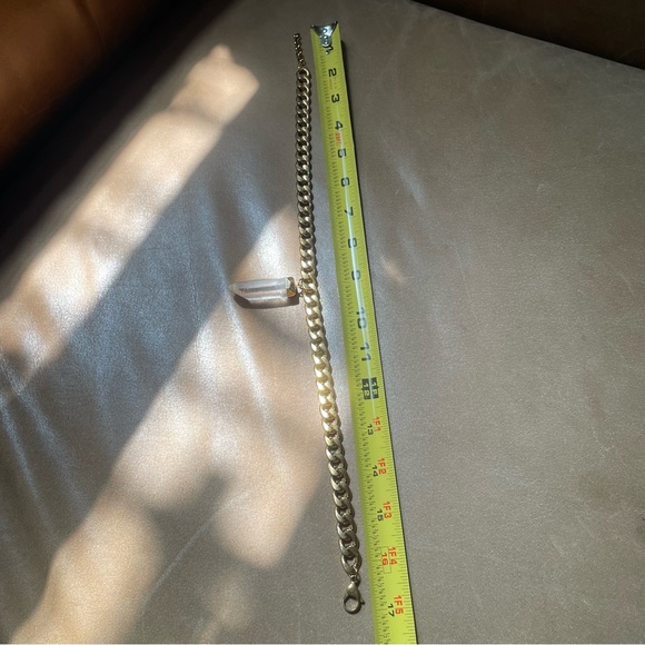 💎 Quartz crystal stone chunky curb chain necklace gold statement layering boho - Picture 8 of 9